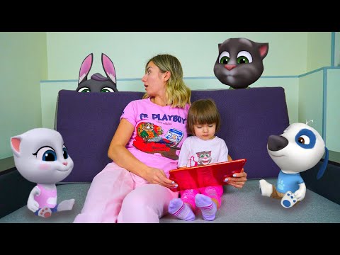 Arina playing My Talking Tom and Friends game | Caring for virtual pets