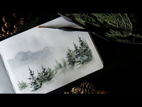 Adding Loose Watercolor to Create a Misty Winter Landscape