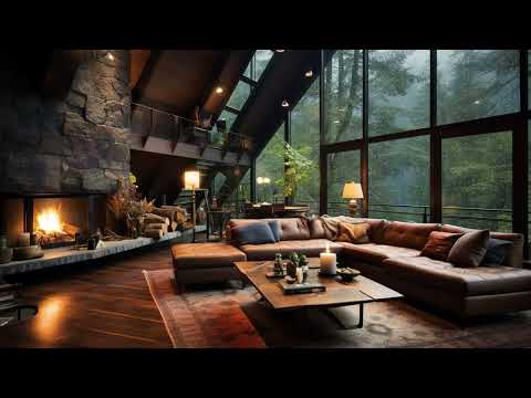 Embrace Serenity in Cozy Cabin with Relaxing Fireplace - Gentle Rain to Relax Your Tired Body, Sleep