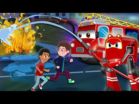 Supercar Rikki Saves the City with the Help of FIREY The Fire Truck!