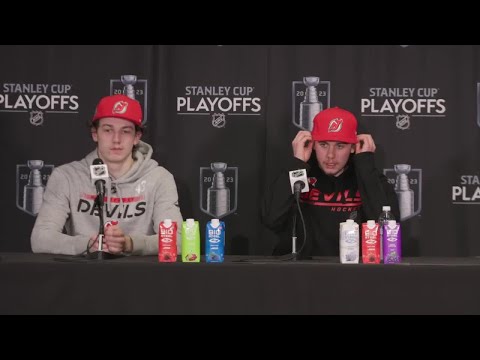 Luke Hughes on playing his first playoff game and on Jack's &quot;fight&quot; | NEW JERSEY DEVILS