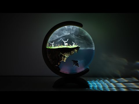 Decorative Epoxy Lamp with Deer and Manta Ray | Epoxy Diorama