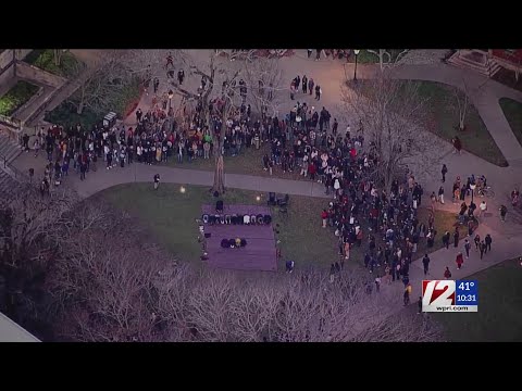 Brown students boo president off stage during vigil for injured junior