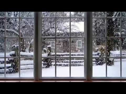 Winter Window Snow Scene Snow and Fireplace