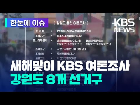 [한눈에 이슈] KBS 강원 지역 여론 조사&hellip;춘천&middot;원주 등 강원도민 민심은? / KBS 2024.01.04.