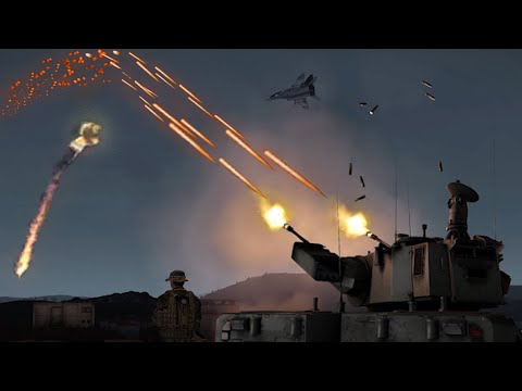 MiG-29 Jet &amp; Attack Helicopter shot down by Anti-Air System - SAM - Military Simulation - ArmA 3