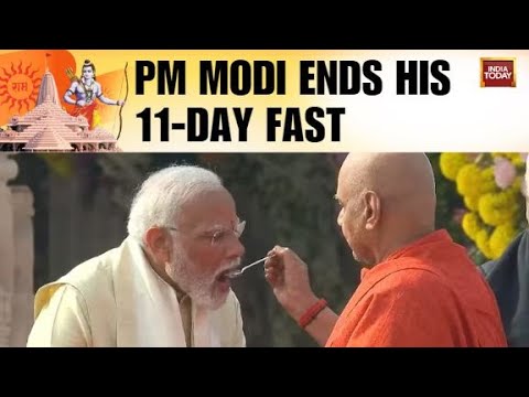 PM Modi Breaks His Fast After The &lsquo;Pran Pratishtha&rsquo; Ceremony At Ram Temple In Ayodhya