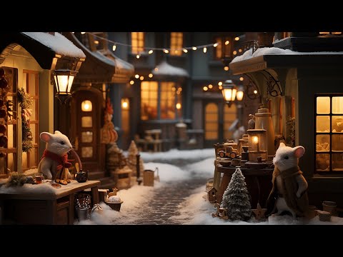 4K Charming Mice in Miniature Winter Village Scenes 🐭❄️ with Relaxing + Cheerful Instrumental Music