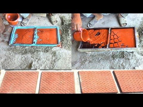 How to make cement tile red colour  | cement tile making at home | step 1  step 2