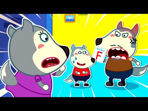 Don't Be Angry, Wolf Dad! Baby Wolf Will Become A Good Student! | Kids Cartoon | 