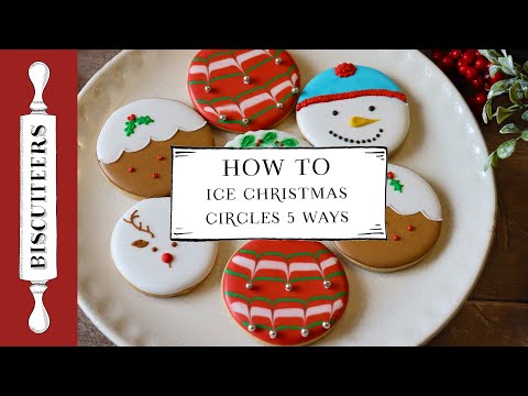 How to Ice a Circular Cookie Cutter 5 Ways for Christmas | Hand-Iced Biscuits