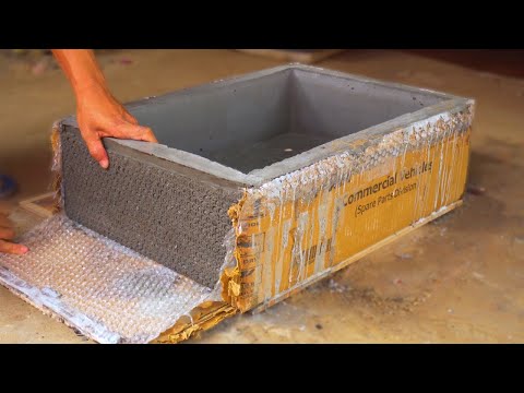 Big Flower Pot Making with Carton, Bubble sheet and Cement