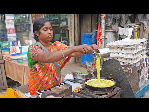 Queen of Egg Recipes! Fluffy Omelet, Boiled Fried Eggs &amp; Bread Omelette | Indian Street Food