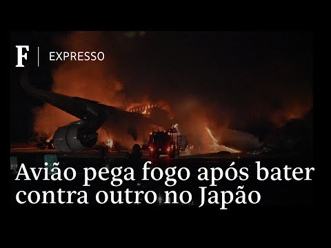 Avi&atilde;o pega fogo ap&oacute;s bater contra outro em aeroporto no Jap&atilde;o