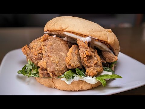 fried mock duck sandwich