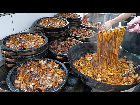 Ultimate wok skill ! BEST 4 amazing Chinese noodle &amp; dish masters in Korea - Korean street food