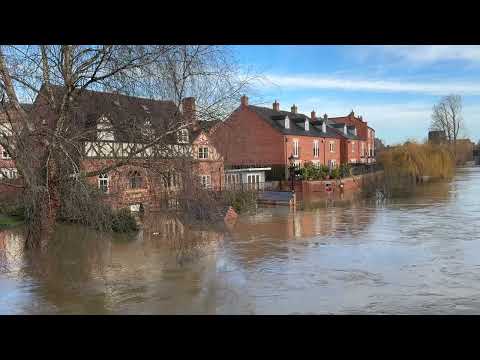 Flooding in Shrewsbury after Storm Henk.