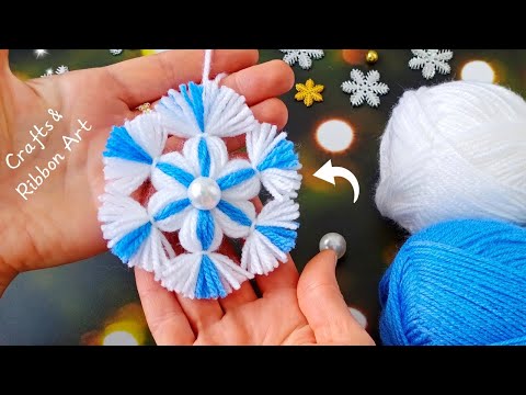 It's so Beautiful 🌟🎄 Easy Snowflake Making Idea with Yarn - DIY Amazing Christmas Ornament with wool