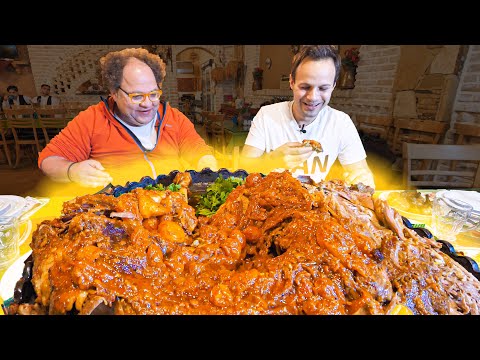 EXTREME Food in Iran!! Whole DINOSAUR LAMB PLATTER!!! + NEVER SEEN Village COOKING of Iran!