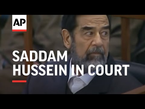 WRAP Saddam Hussein in court, says on hunger strike, turbulent scenes