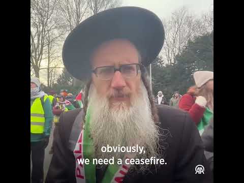 Rabbi against genocide in Gaza, outside ICJ in the Hague, Netherlands