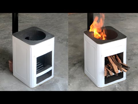 The idea of ​​making a wood stove from an old iron box