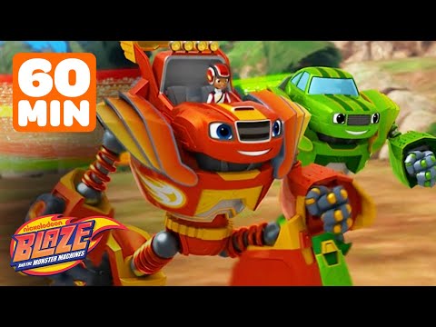 Robot Blaze GIANT Meatball Rescue! w/ Robot Pickle | 60 Minutes | Blaze and the Monster Machines