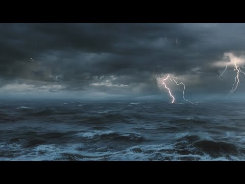 Thunderstorm At Sea Sounds For Sleeping, Relaxing ~ Thunder Rain Ocean Sea Lightning Ambience