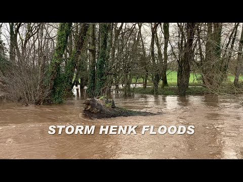 Storm Henk floods on the River Chew in Somerset, UK, January 2024