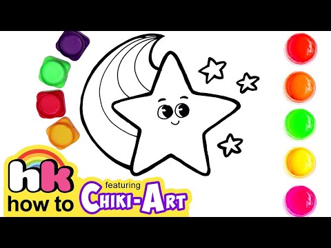 How to Draw a Cute Shooting Star | Drawing and Coloring For Kids | HooplaKids How to | Chiki Art