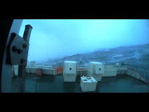 Large Ship Hitting Giant Waves.  Ship in a Storm Ambience ASMR. 10 Hours