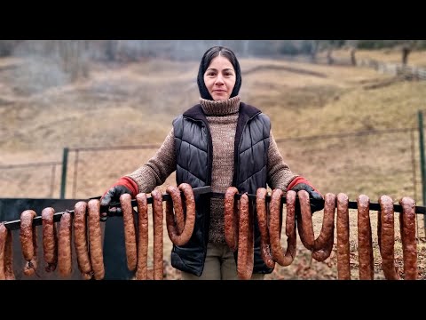 LIFE in the Mountains of Ukraine. How to cook homemade smoked sausage