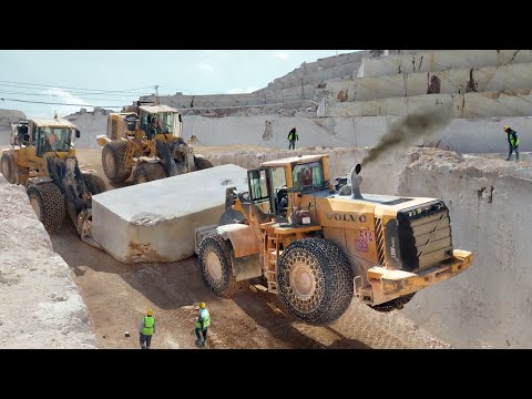 Extreme Way They Move Massive Blocks of Marble Inside Quarry