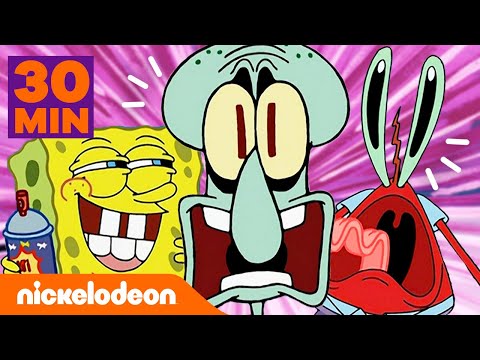 45 MINUTOS de los personajes de &quot;Bob Esponja&quot; actuando RARO 🙃 | Bob Esponja en Espa&ntilde;ol