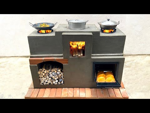 Build your own 4-in-1 multi-function wood stove using only bricks and cement that anyone can do!