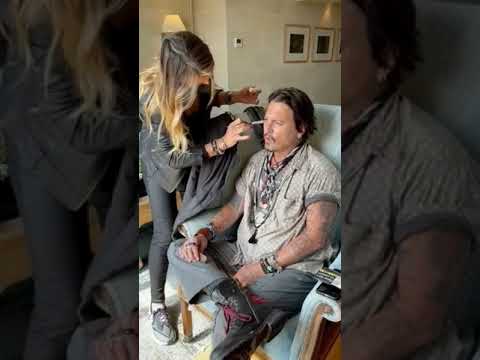 Johnny Depp. The makeup moment. Barcelona  16 April  2021.