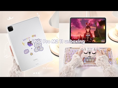 NEW M2 iPad Pro 11&quot; Sliver✨ aesthetic unboxing｜paperlike｜accessories｜Genshin Impact💜