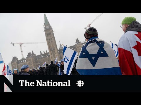 Pro-Israel demonstrators gather on Parliament Hill