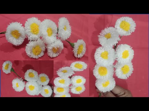 Woolen Thread Flowers | Flowers Tutorials | Diy Woolen Thread |