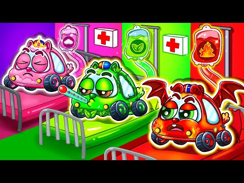 Oh No! Four Elements Baby Got Sick🤒🤧Baby Got Sick Song🚗🚌🚑🚓+More Nursery Rhymes by Cars &amp; Play