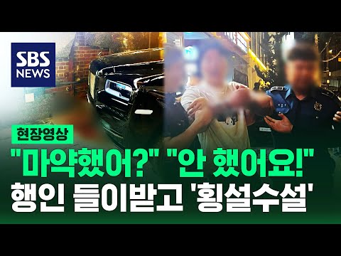 롤스로이스 운전자 인도 돌진해 사람 들이받고 비틀거리며 '횡설수설'&hellip;음주운전인 줄 알았는데 '마약 운전'? (현장영상) / SBS