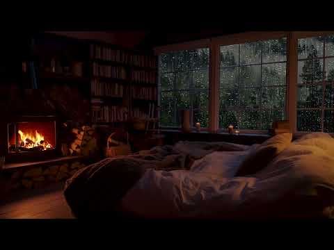 Deep Sleep with Heavy Rain and Thunder in Cozy Bed  - ASMR Sounds of Rain at Night For Fall Asleep