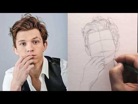 How to draw a Portrait using loomis method - Tom holland drawing