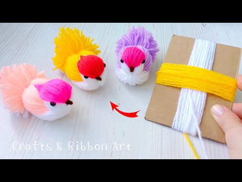 Super Easy Bird Making Idea with Yarn - DIY Woolen Birds - How to Make Yarn Bird - Woolen Dolls