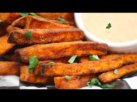 CRISPY AND Delicious Sweet Potato Fries in the Air Fryer with a special sauce-Sweet Potato Fries