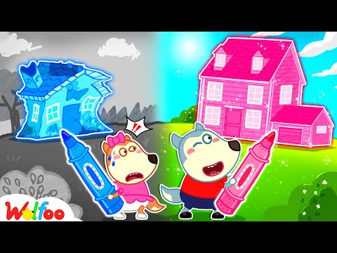 WOW Everything I Draw Comes to Life - Pink vs Blue Playhouse Challenge by Wolfoo🤩Wolfoo Kids Cartoon