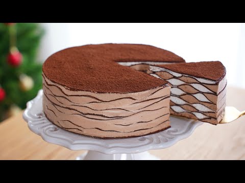 No-Oven / Make a beautiful and delicious chocolate cake for the New Year. 🍫  Crepe Cake / Cup