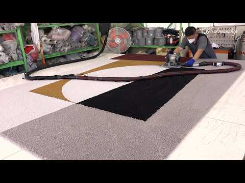 Process of Making Extra Large Carpet. Korean Hand Tufted Carpet Factory.ASMR