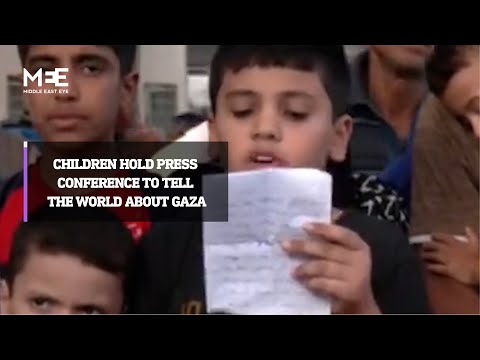 Children in Gaza hold press conference calling for help