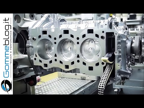 Engine Block Casting Production. Car Factory Manufacturing Process CNC Robots